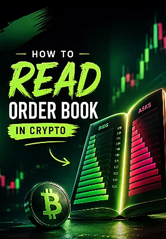 Cover frame for the reel titled How to Read the Order Book in Crypto, showing bids and asks.